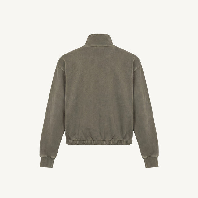 Vintage Olive Oversized Boxy 1/4-Zip Sweater.