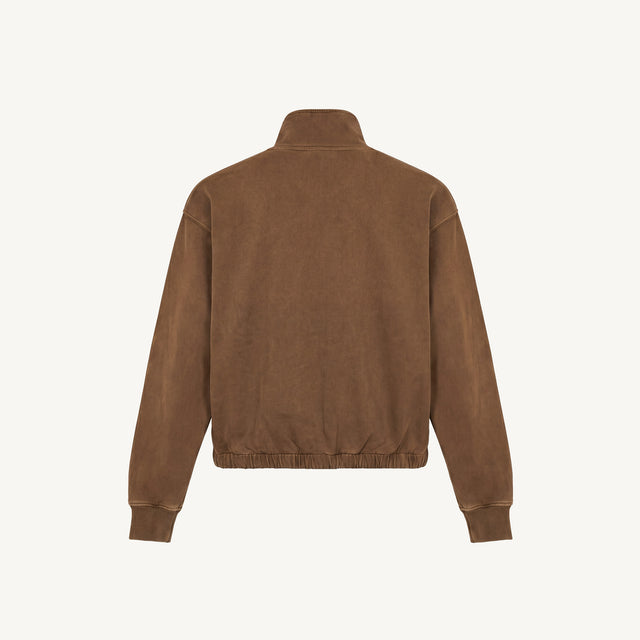 Vintage Tan Oversized Boxy 1/4-Zip Sweater.