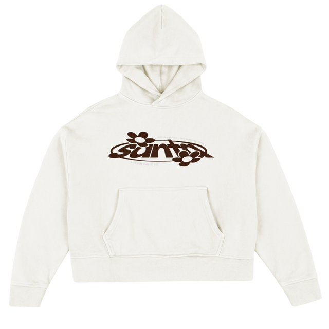 SANTAONEHOODIE_BROWN Vintage White Oversized Boxy Hoodie.