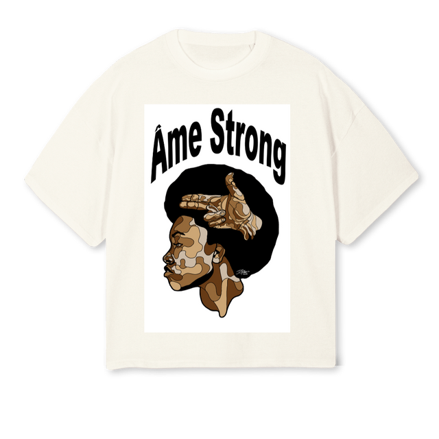 STRONG  Cream Oversized Boxy Tee.