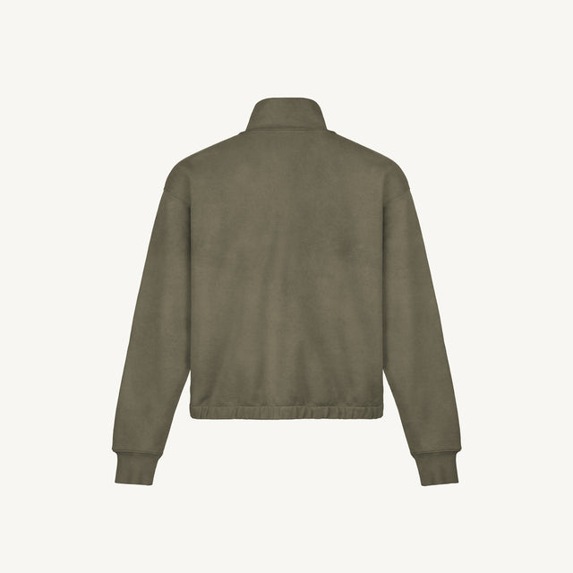 Vintage Olive Oversized Boxy 1/4-Zip Sweater.