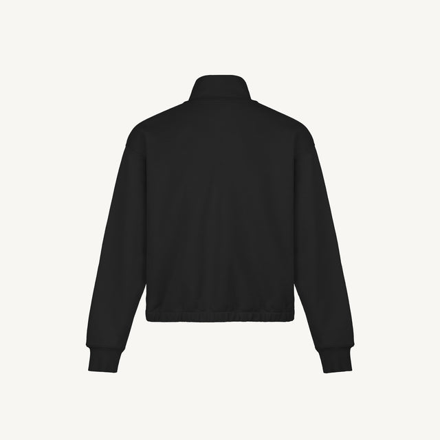 Black Oversized Boxy 1/4-Zip Sweater.