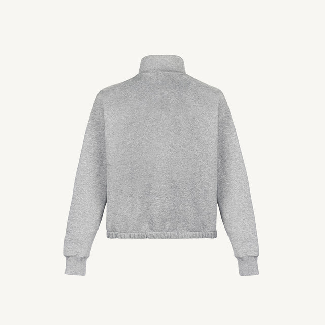 Grey Marl Oversized Boxy 1/4-Zip Sweater.