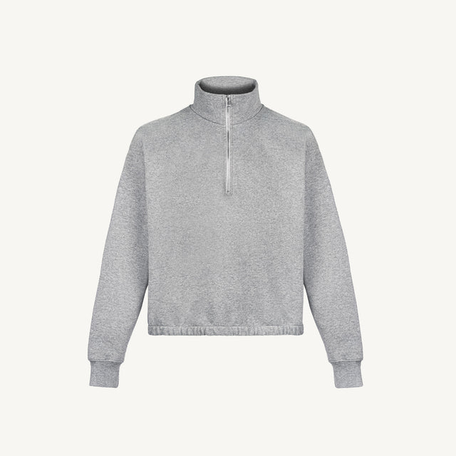Grey Marl Oversized Boxy 1/4-Zip Sweater.