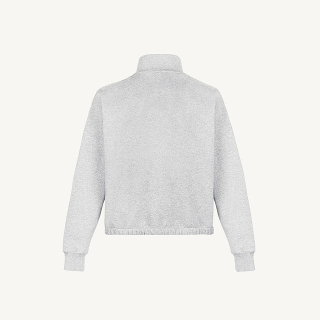 Light Grey Marl Oversized Boxy 1/4-Zip Sweater.