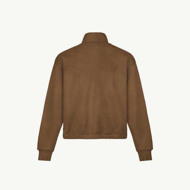 Vintage Tan Oversized Boxy 1/4-Zip Sweater.