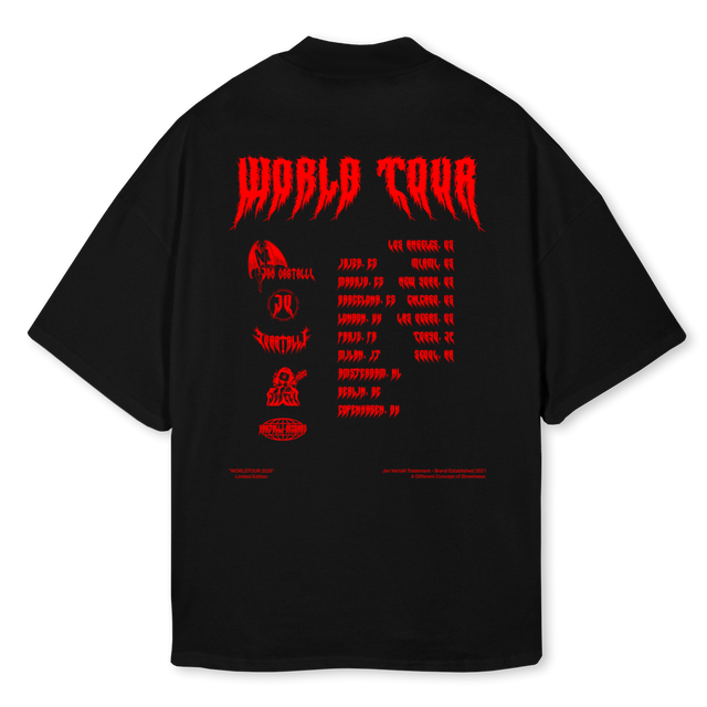 VARTALLIWORLDTOUR Black Oversized Mock Neck Tee.