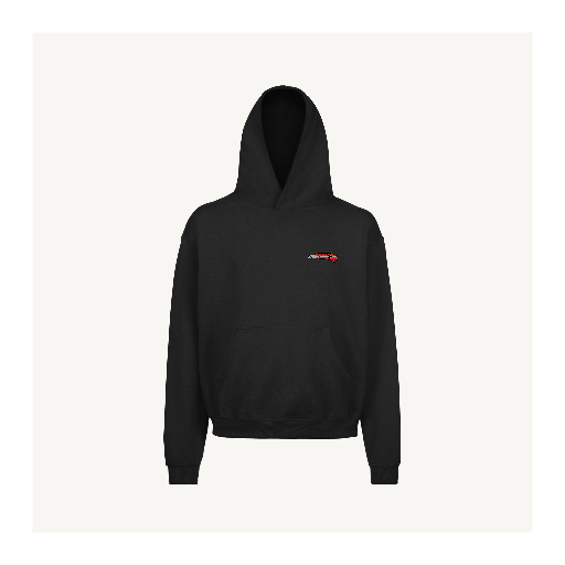 OD BLK HOODIE CUTTER EMB Black Oversized Hoodie.