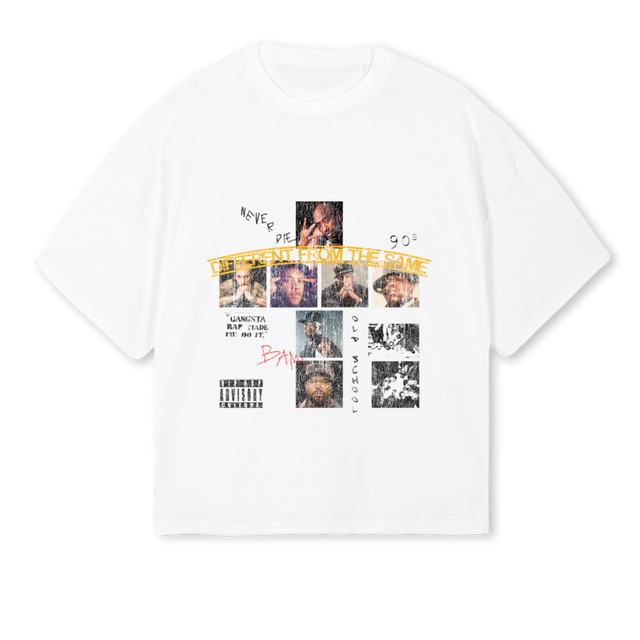 RAP LEGENDS White Oversized Boxy Tee.