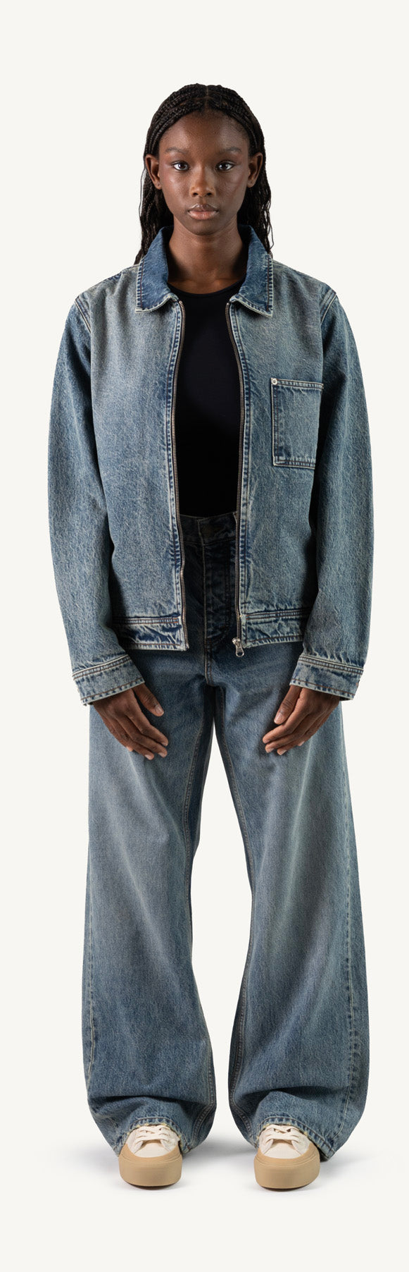 Faded Mid Blue Relaxed Denim Jacket.