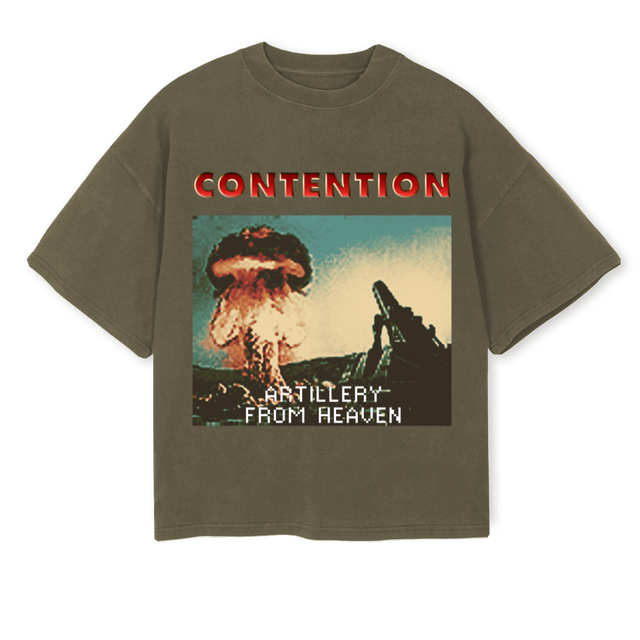 CONTENTIONGREEN Vintage Olive Oversized Boxy Tee.