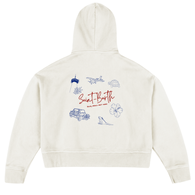 PULL SBH FRENCH INDI Vintage White Oversized Boxy Hoodie.