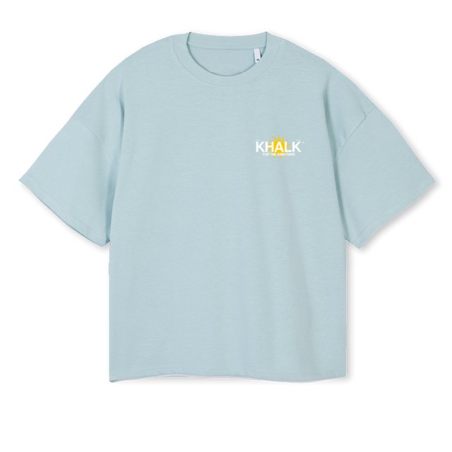 KHALANQUE Cold Blue Oversized Boxy Tee.