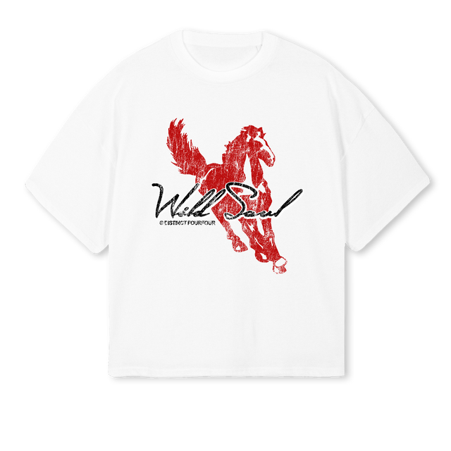 WILDSOUL White Oversized Boxy Tee.