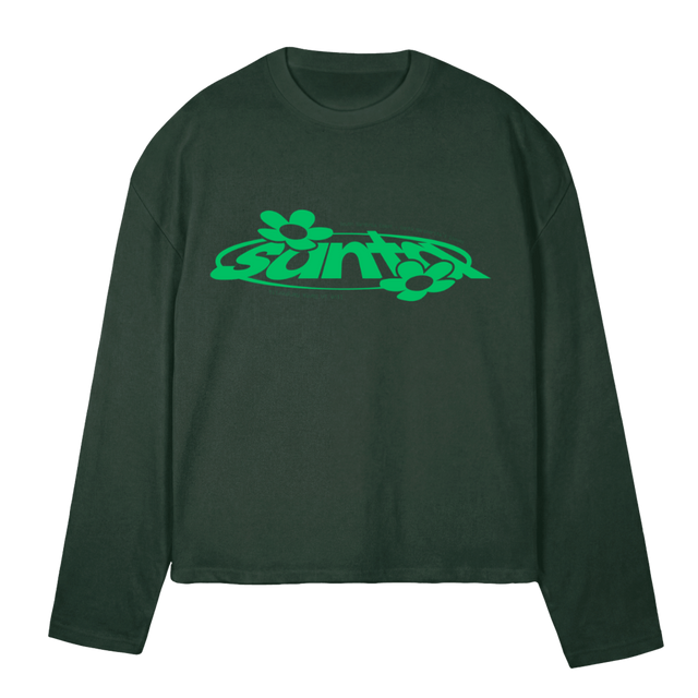SANTATWOLONGLESEEVE_WGREEN Wild Green Oversized Boxy LS Tee.