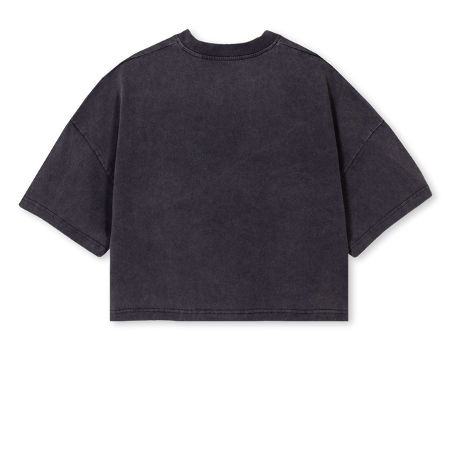 EVOLVE COLLECTIVE Vintage Black Cropped Oversized Tee.
