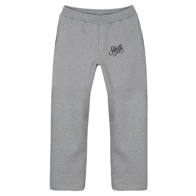 LEFTLEGBKLOGO Grey Marl Straight-Leg Relaxed Sweatpants.