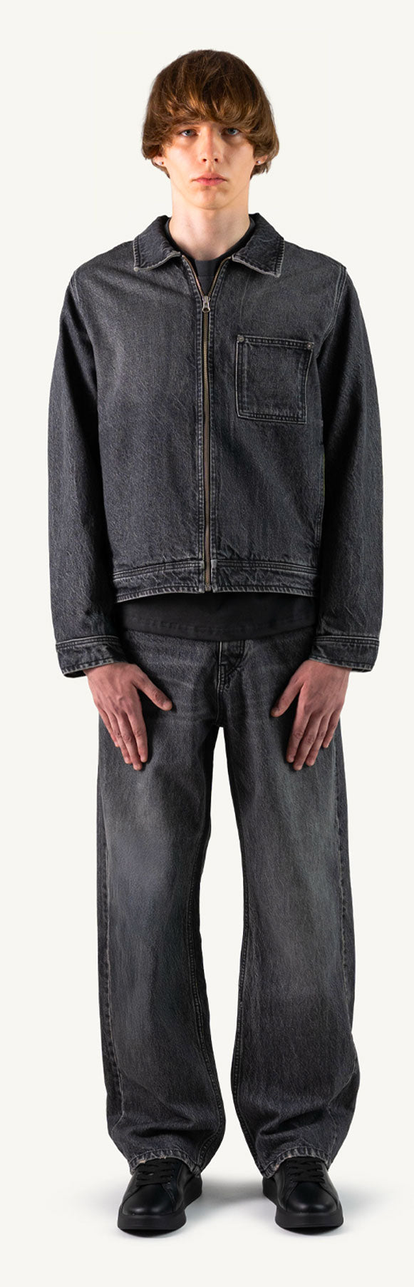 Faded Mid Black Relaxed Denim Jacket.