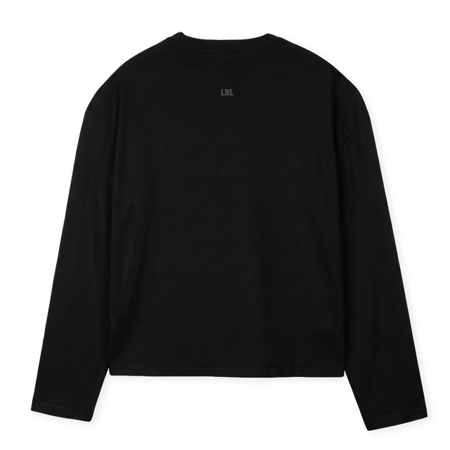 LNLLSTEEBLACK Black Oversized Boxy LS Tee.