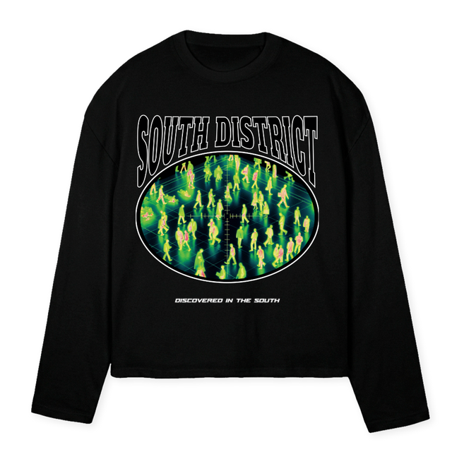 COKE SOUTH DISTIRCT Black Oversized Boxy LS Tee.