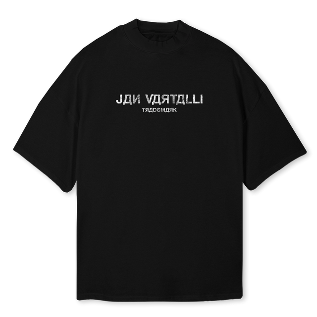 VARTALLI RUSSIAN Black Oversized Mock Neck Tee.