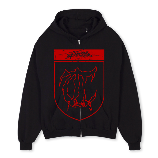 FAMILIEN HASSAN Black Oversized Zipped Hoodie.