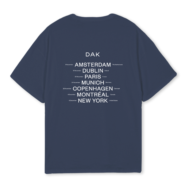 DAKWORLDTOUR Navy Blue Oversized Tee.