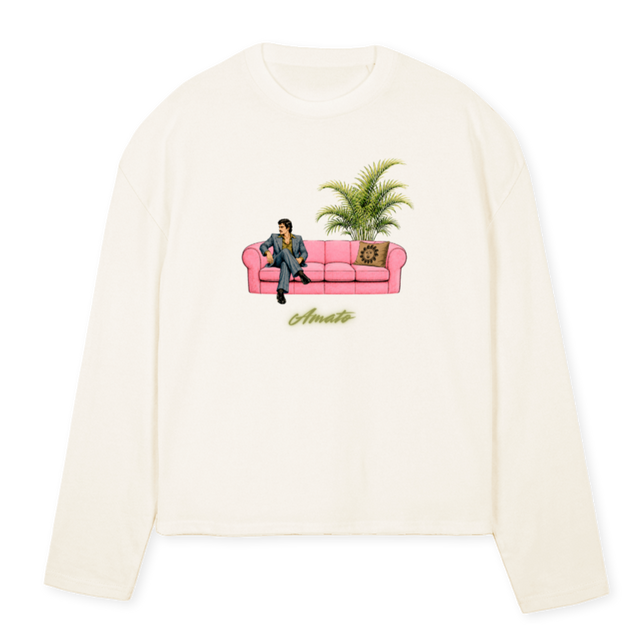 LONGZEBRA Vintage White Oversized Boxy LS Tee.