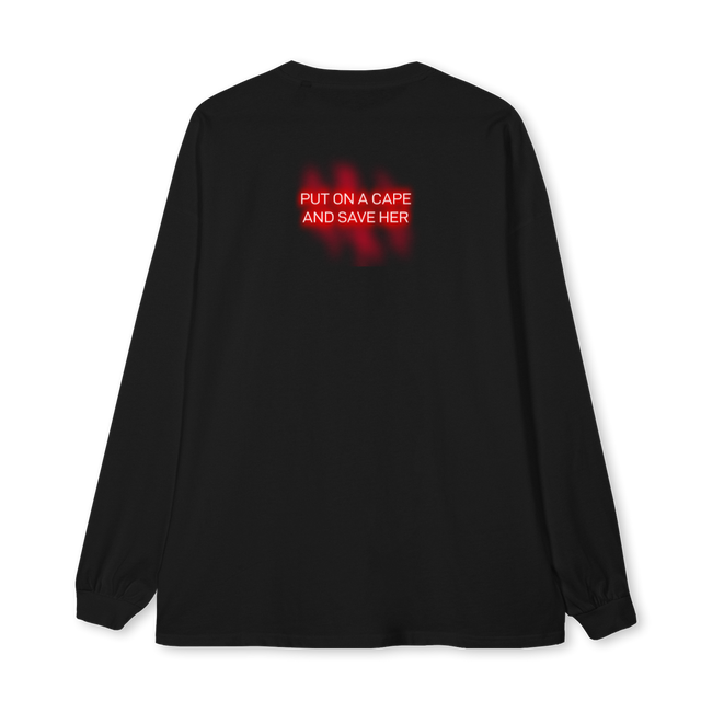 CAPE Black Oversized LS Tee.