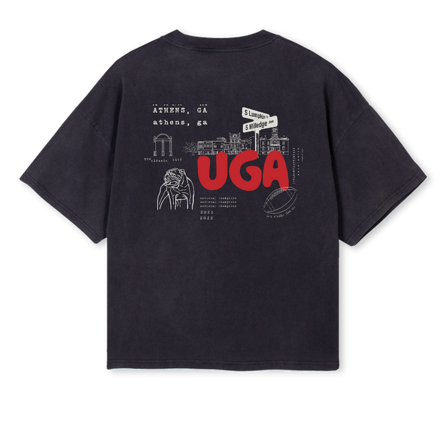 ATHENSGATEE Vintage Black Oversized Boxy Tee.