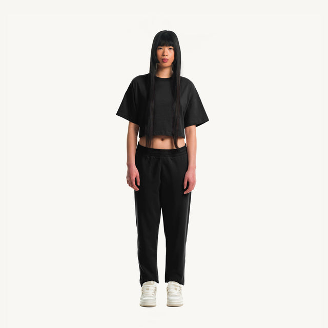 Black Cropped Oversized Tee.