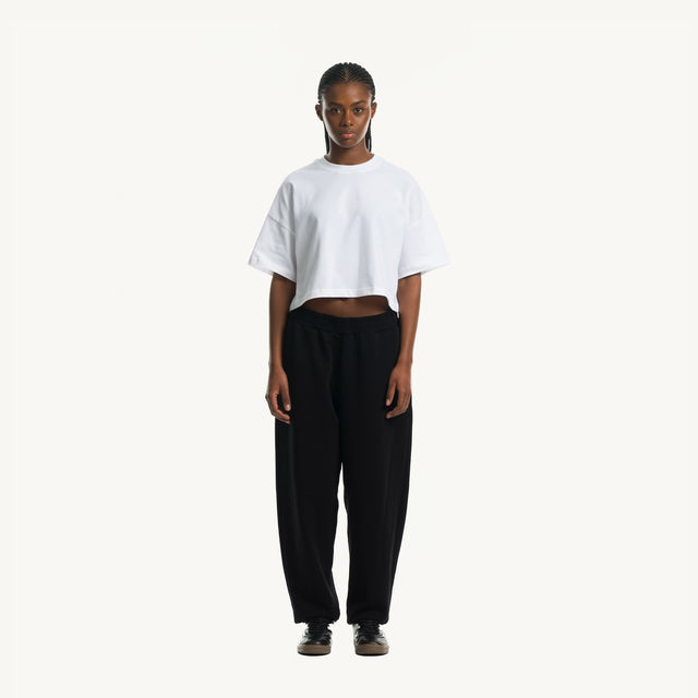 White Cropped Oversized Tee.