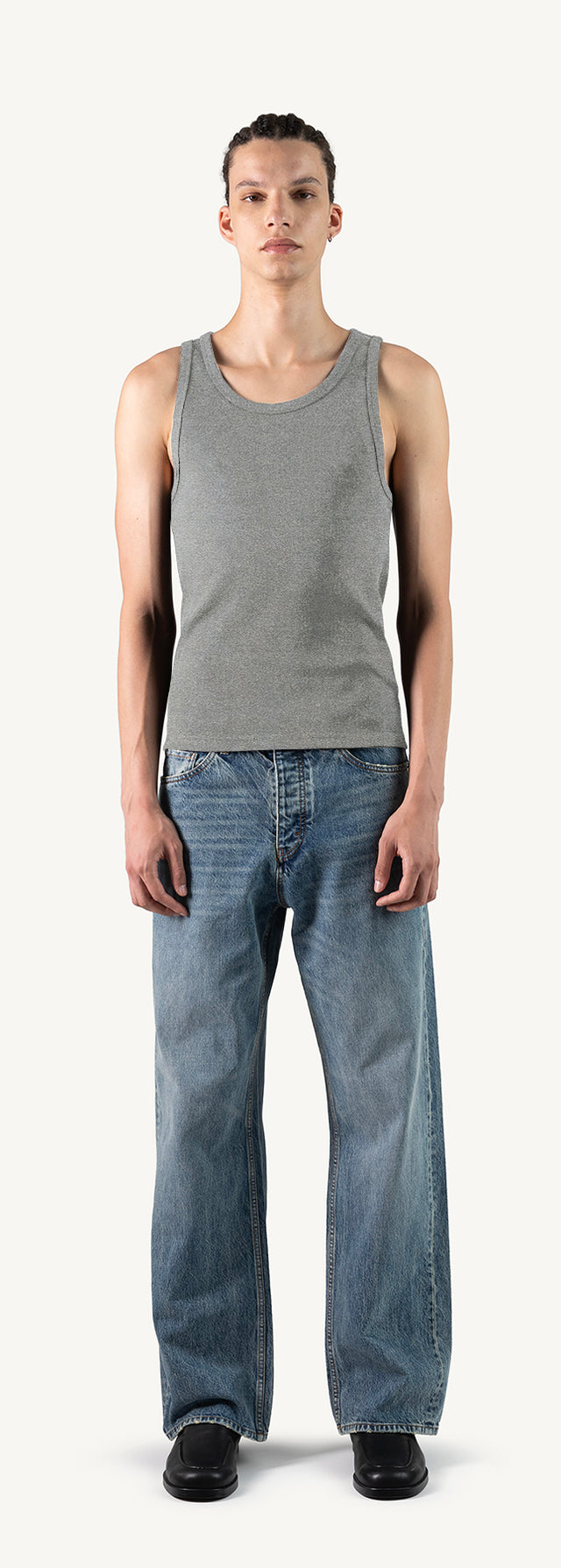 Grey Marl Slim Ribbed Tank.