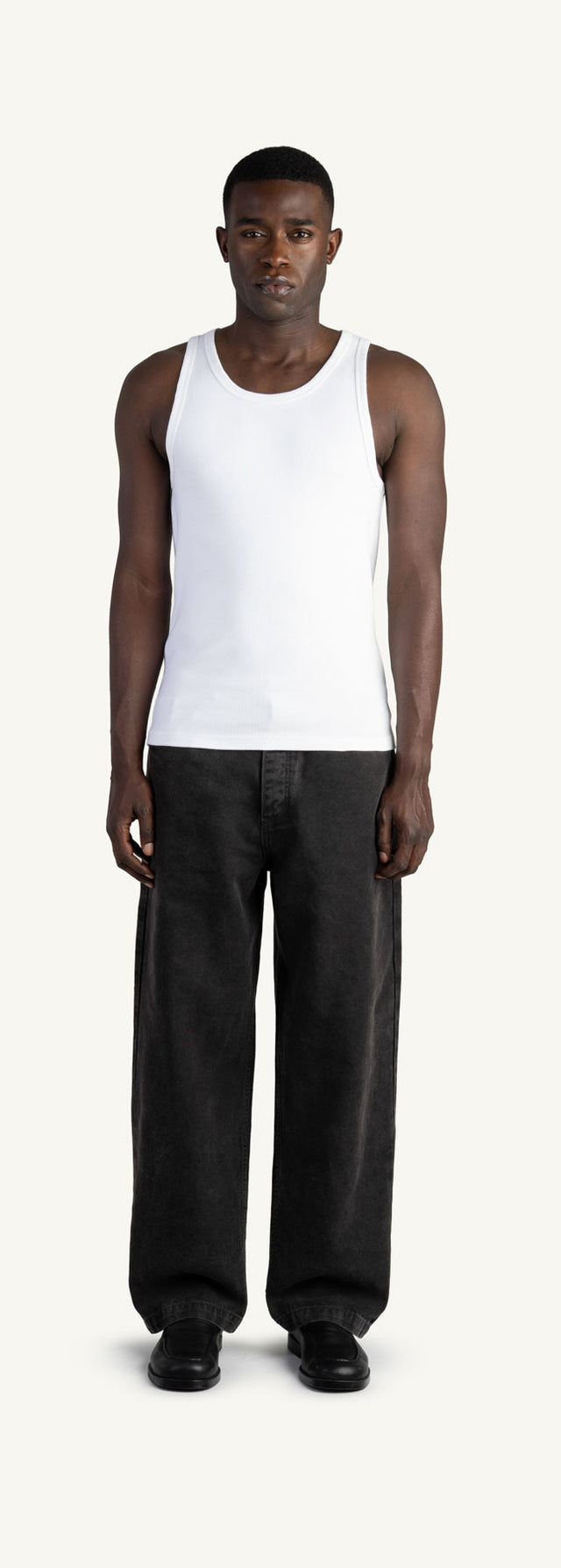 Street Black Relaxed Straight Canvas Pants.