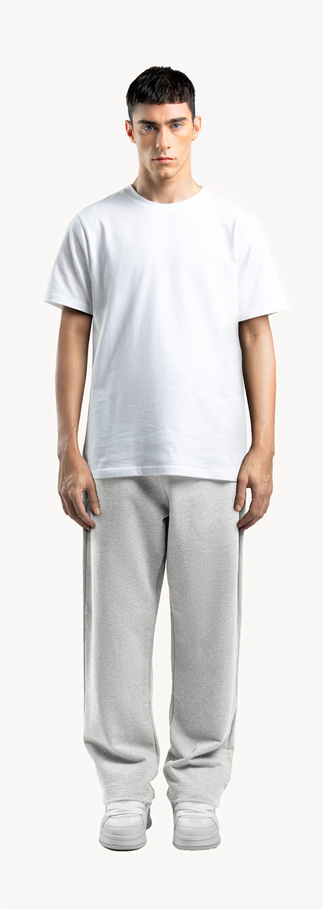 Ultra Heavy Light Grey Marl Straight-Leg Relaxed Sweatpants.