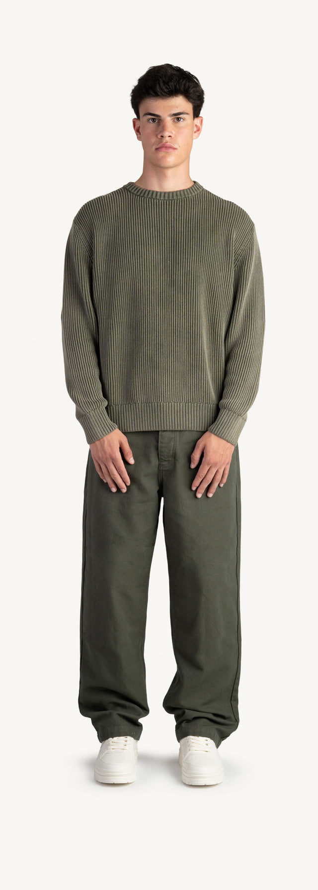 Vintage Olive Tejo Relaxed Knit Sweater.