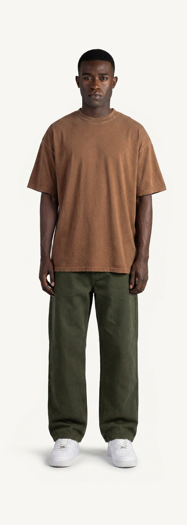Olive Relaxed Straight Canvas Pants.