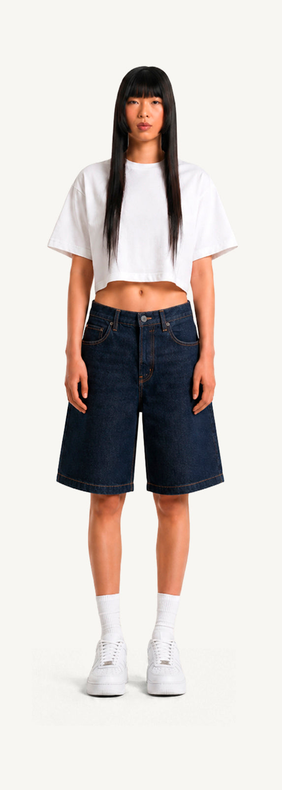 Raw Indigo Loose Fit Denim Shorts.