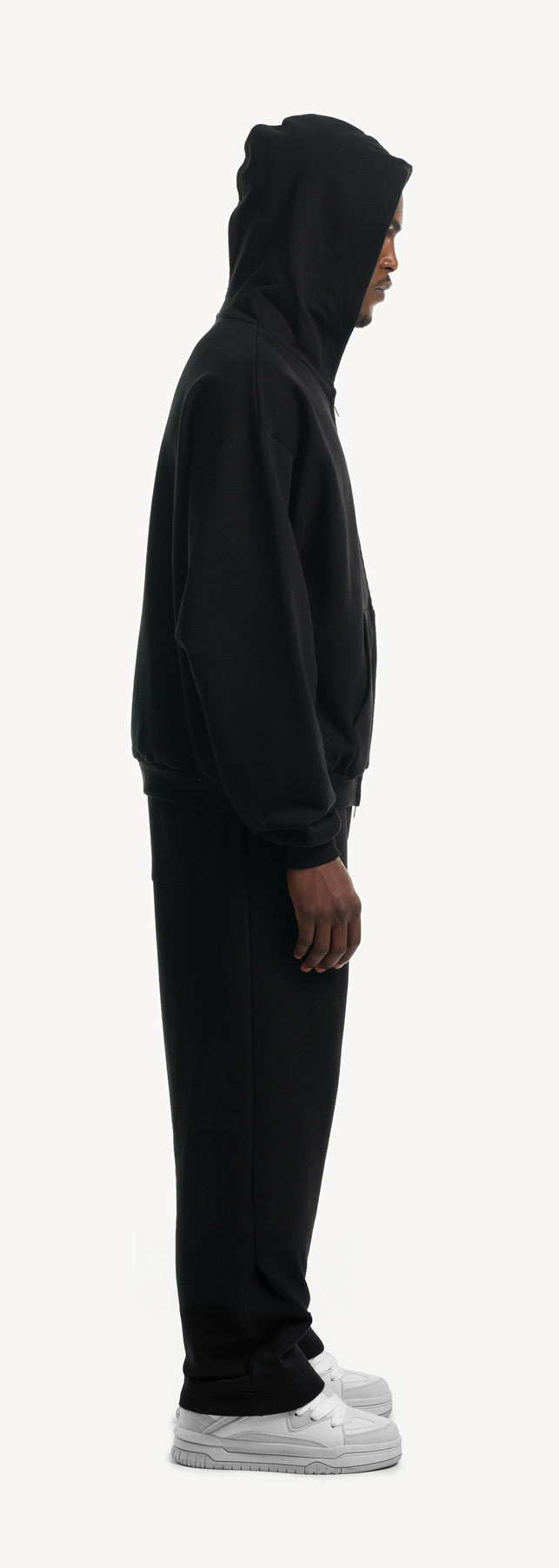 Black Ultra Heavy Oversized Zipped Hoodie. – WATC STUDIO