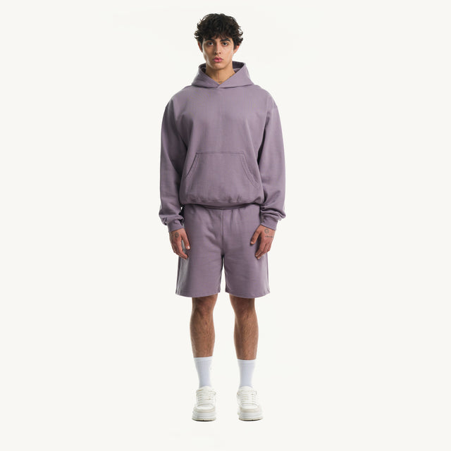 Purple Relaxed Sweatshorts.