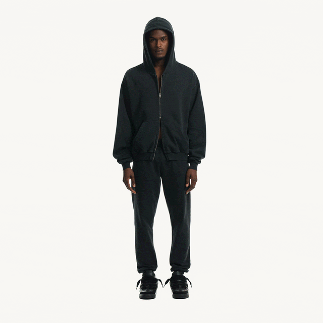 Vintage Black Oversized Zipped Hoodie. – WATC STUDIO Vintage Black Oversized Zipped Hoodie. – WATC STUDIO