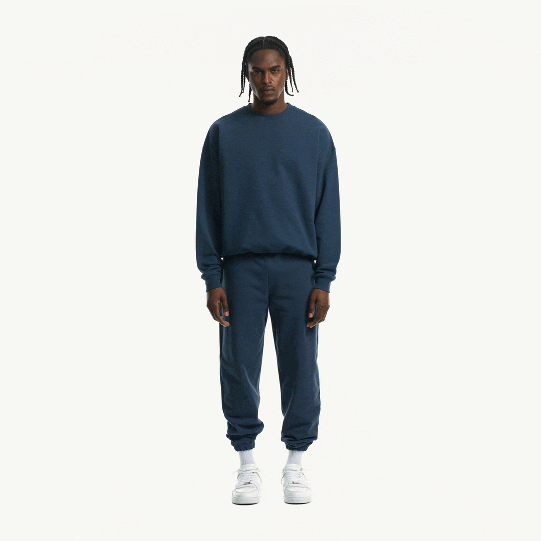 Oversized Ribbed Crew Neck Sweater - Blue main image 0