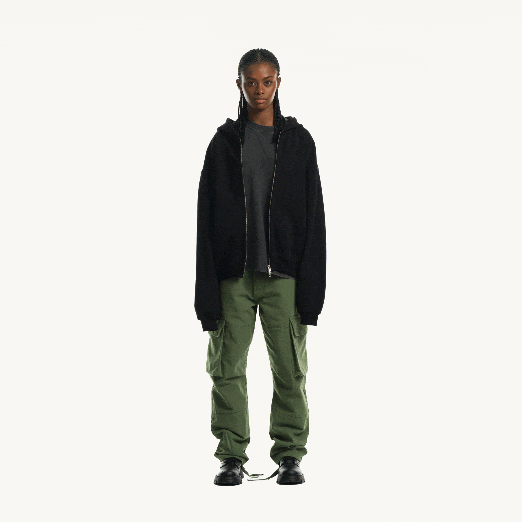 Black Oversized Zipped Hoodie. – WATC STUDIO Black Oversized Zipped Hoodie. – WATC STUDIO