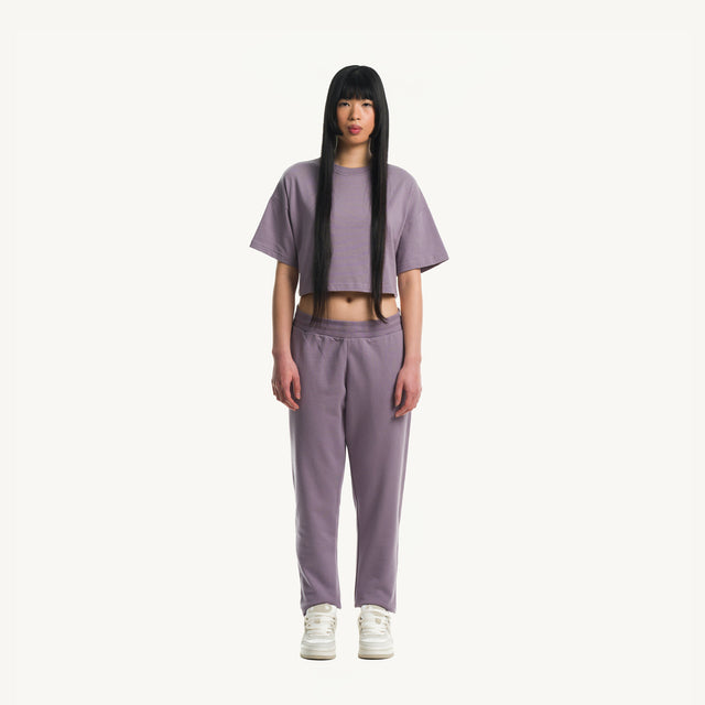 Purple Cropped Oversized Tee.