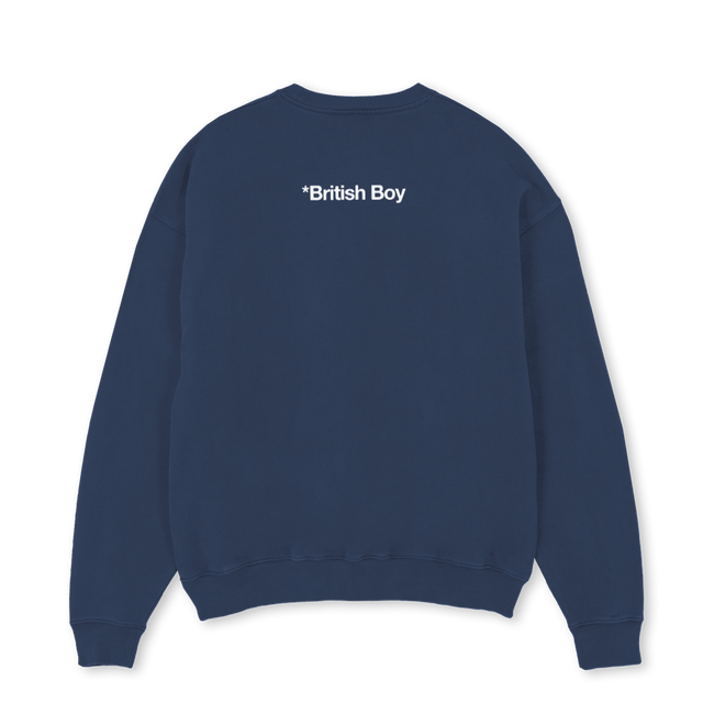 GLORYHOLESWEATNAVY Navy Blue Oversized Crewneck Sweater.