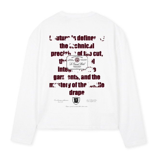 LUXURY White Oversized Boxy LS Tee.