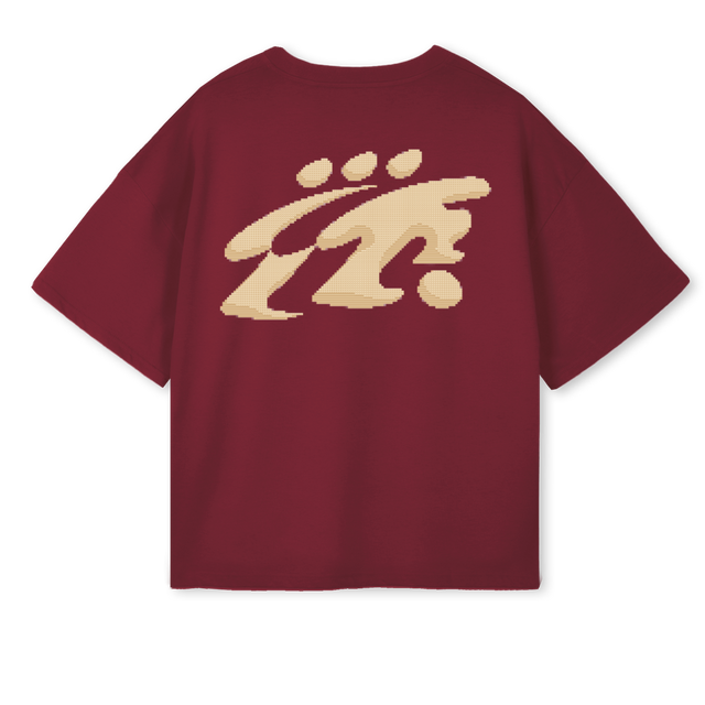 QUATRETROISTROIS Burgundy Oversized Boxy Tee.