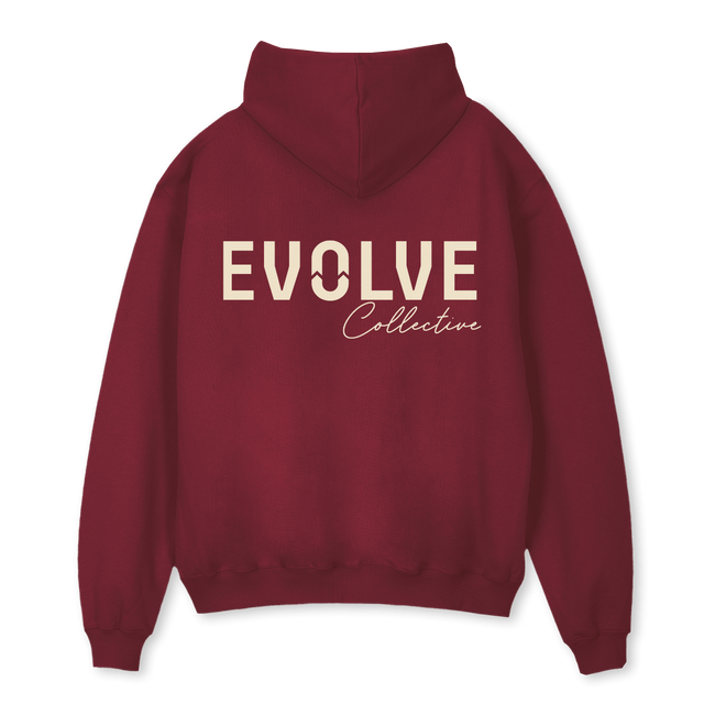 EVOLVE COLLECTIVE HOODIE Burgundy Oversized Hoodie.