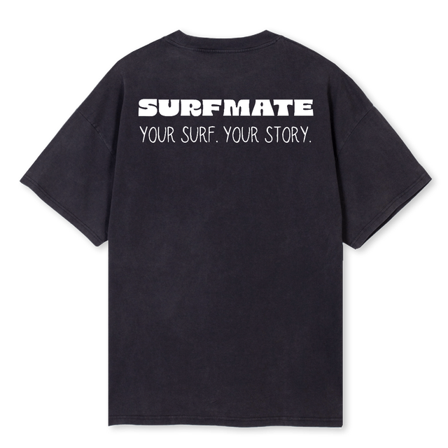 SURFMATETEEBLACK Vintage Black Oversized Tee.