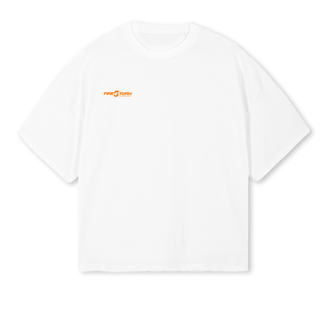 FIRESTORM SHIRIT White Oversized Boxy Tee.